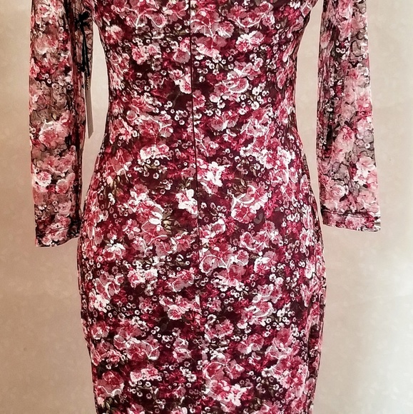 Kensie Womens Lace Floral Print Midi Dress - Picture 3 of 8